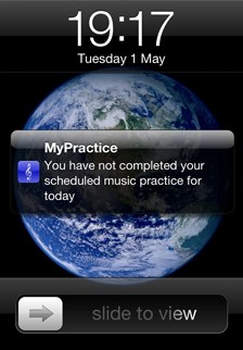 Music Practice App Lock Screen reminder