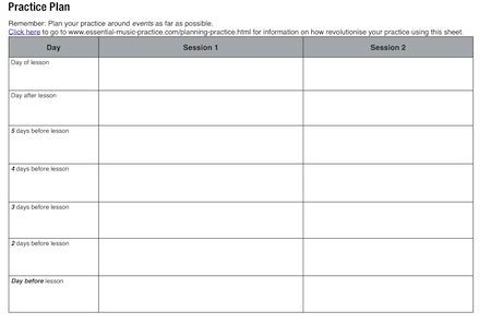 planning practice sheet