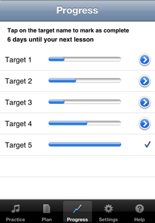 Check your progress when practicing using the Music Practice App