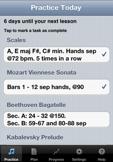 Daily Practice screen in Music Practice app